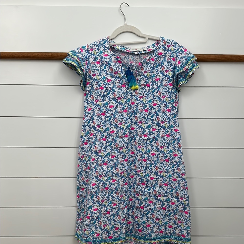 Vineyard Vines Blue and Pink Puff Sleeve Sundress